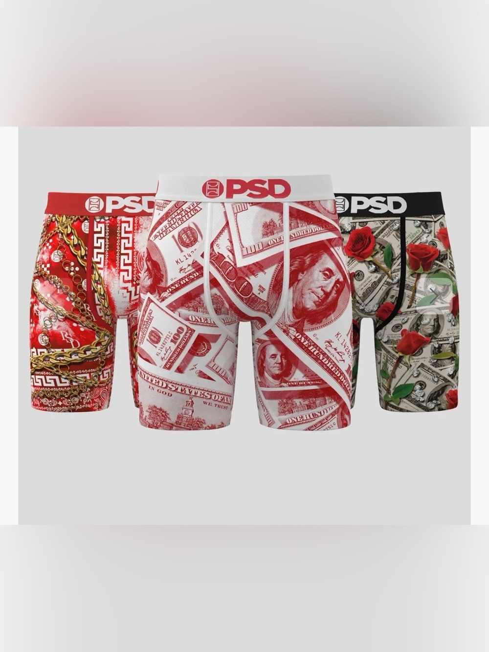 PSD 3 Pack Boxer Briefs - Red Luxury 7” Inseam Size Small New